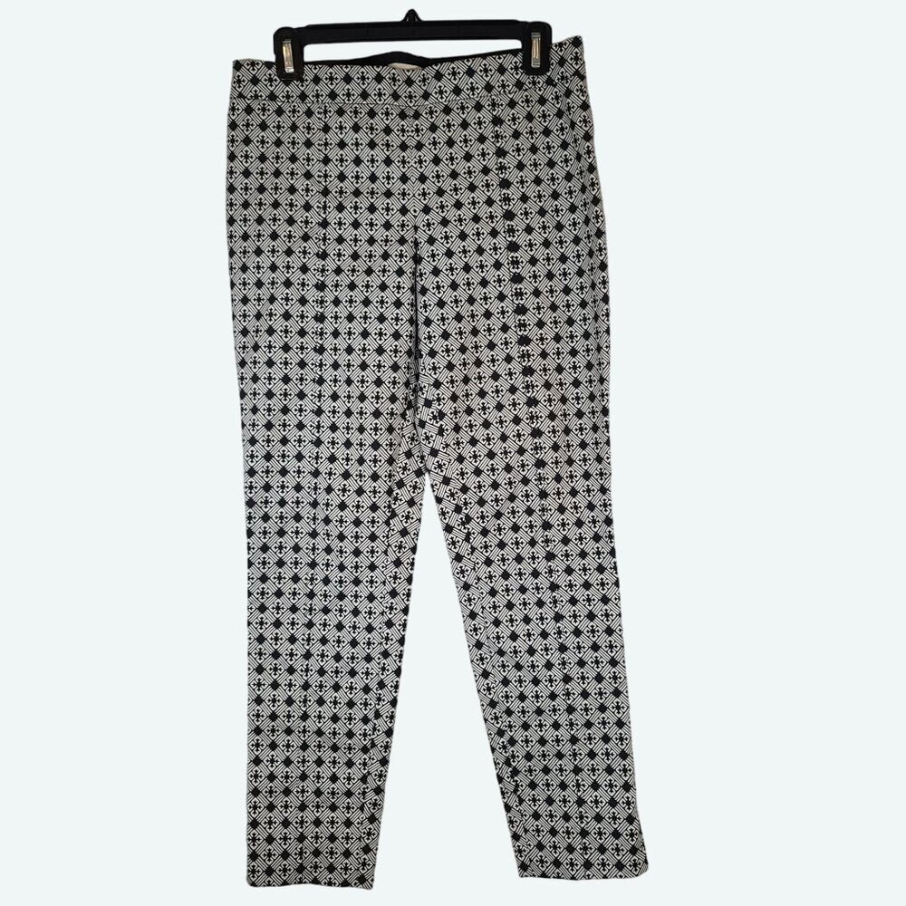 Tory‎ Burch Ivory Black Cotton Jacquard Callie Cropped Pant Size 4